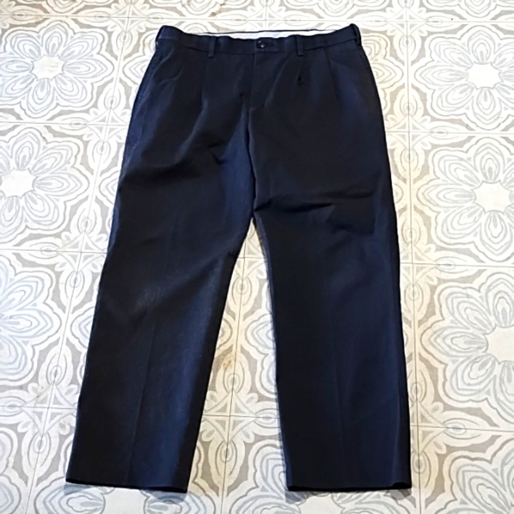 Mens pants Slacks Dark 34/30 Cotton SAVANE Zipper fly pleated